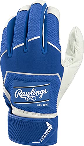 Rawlings | Workhorse Baseball Batting Gloves | Youth Large | Royal