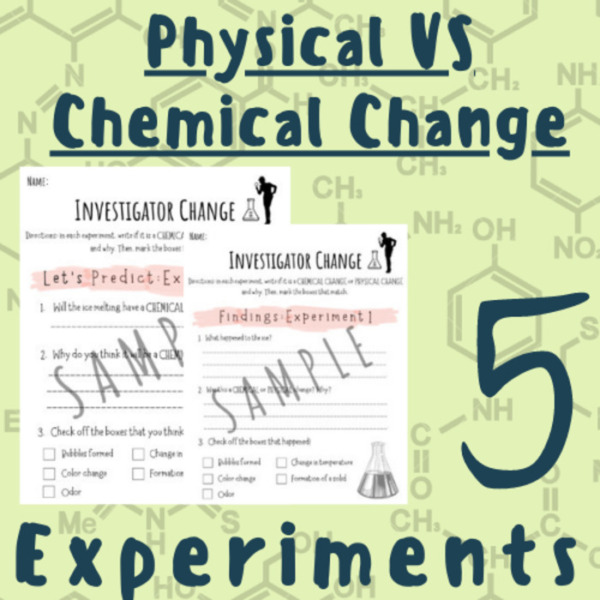 Chemical Versus Physical Change 5 Experiments [Sheets, How-to, Stations] For K-5 Teachers and Students in Science Classrooms