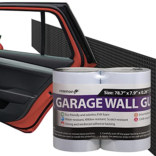 Fosmon Garage Wall Protector 78″x7.8″x0.25″ (2 Roll), Diamond Shape EVA Foam (Withstand Up to 300LB Impact) with Fiberglass Mesh Self Adhesive Foam Strip for Car Door Bumper Guard Parking Assist