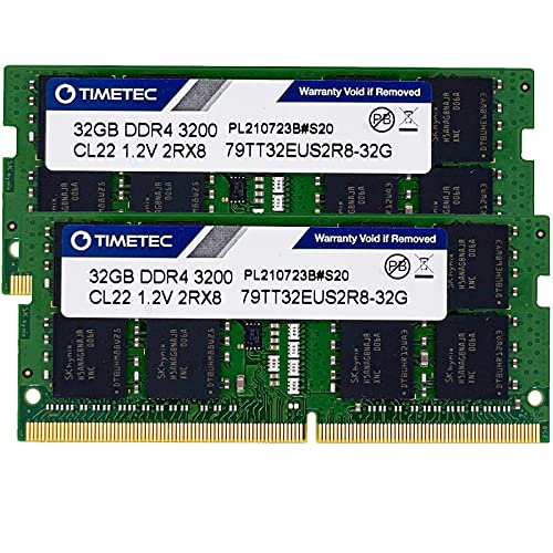 Timetec Hynix IC 64GB KIT(2x32GB) DDR4 3200MHz PC4-25600 Unbuffered ECC UDIMM 1.2V CL22 2Rx8 Dual Rank 260 Pin SODIMM Memory RAM Module Upgrade (64GB KIT(2x32GB))