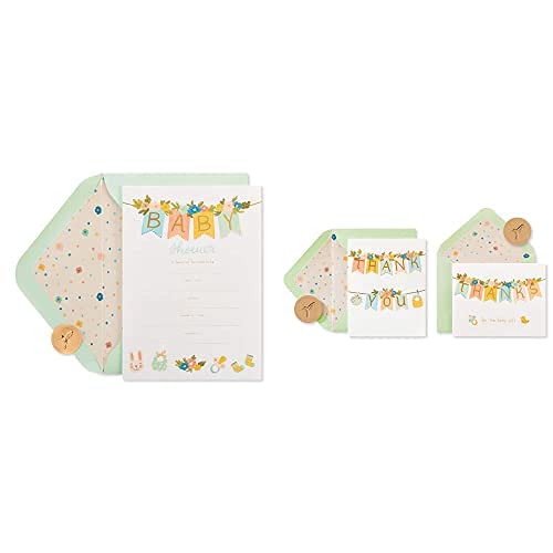 Papyrus Baby Shower Invitations and Thank You Cards, Baby Banner (20 Invites, 20 Thank You Notes)