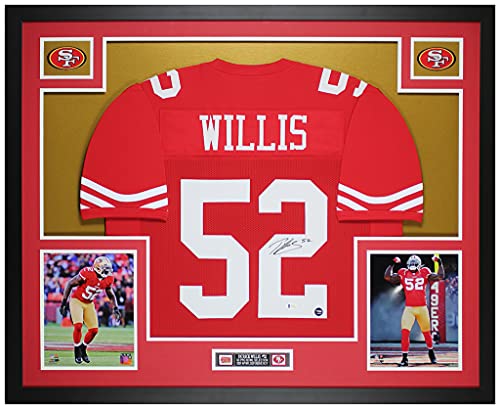 Patrick Willis Autographed Red San Francisco Jersey – Beautifully Matted and Framed – Hand Signed By Willis and Certified Authentic by Beckett – Includes Certificate of Authenticity