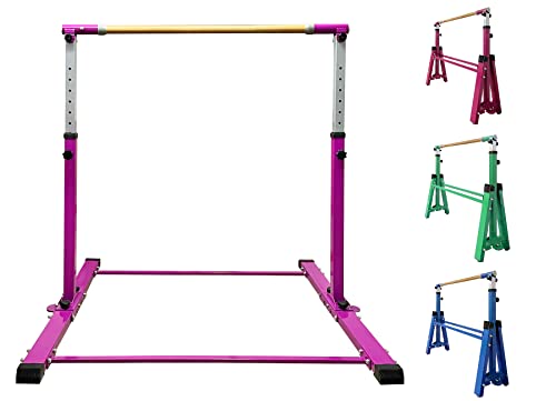 Foldable & Movable Gymnastic Kip Bar/Junior Training Bar/3′ to 5′ Adjustable Height,Home Gym Equipment,Ideal for Indoor and Home Training,1-4 Levels