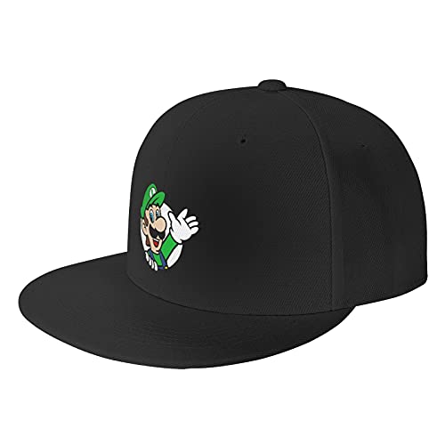 PEVNMXA Flat Bill Snapback Hat for Men Boys Black Cute Baseball Cap Adjustable Trucker Hats