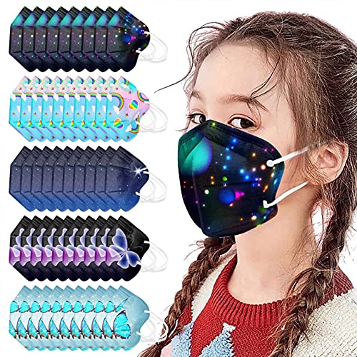 50Pc Disposable Face_Masks for kids,5 Layer Mouth Cover for Children During School,Breathable Cute Colorful Decorative Kids 3D Facial Cover with Design for Boys and Girls Holiday Party Supply GIfts