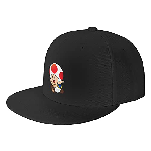 PEVNMXA Black Cute Flat Bill Snapback Hat Baseball Cap for Men Boys Trucker Hats Adjustable