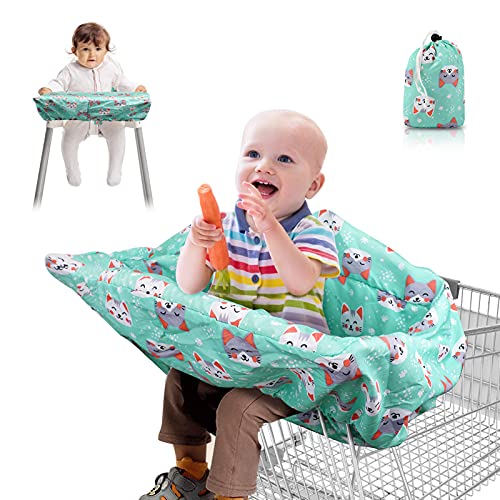 Lybile 2-in-1 Shopping Cart Cover and High Chair Cover for Baby Toddler Grocery Cart Cover Seat Pad Full Safety Harness Trolley Highchair Cover Machine Washable Baby Trolley Cover Foldable Storage