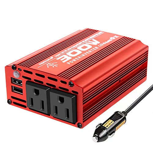 NGNWOB Continuous 300W Car Power Inverter Power Converter 12V to 110V dc to AC Car Converters with 2 USB &2 AC sockets