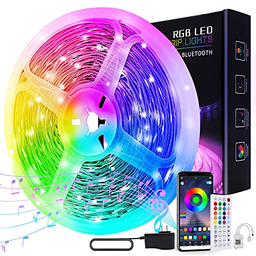 65.6ft Led Lights for Bedroom,Ultra Long Smart Music Sync LED Strip Lights Bluetooth APP Control with 44 Keys Remote ,RGB Color Changing Led Lights for Room Kitchen Christmas Party Home Decoration