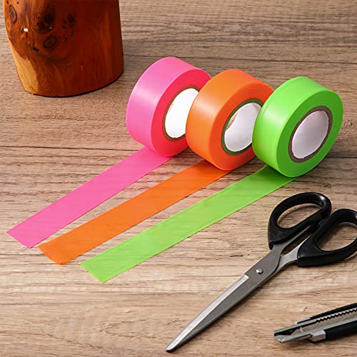 3 Pieces Flagging Tape Plastic Ribbon Multipurpose Neon Marking Tape Neon Flagging Tape 1 Inch Wide Non-Adhesive Tape for Boundaries and Hazardous Areas, Home and Workplace Use (Classic Colors) | The Storepaperoomates Retail Market - Fast Affordable Shopping