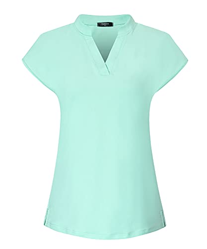 Vidusou Womens Golf Shirts,Short Sleeve Polo Tennis Qucik-Dry Lightweight Golf Clothes Athletic Workout Tops Sport Running Tee Shirts Light Blue M