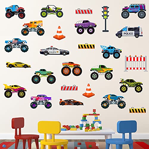 2 Sheet Trucks Wall Decal Transports Peel and Stick Wall Sticker for Boys Children’s Room Nursery Bedroom Classroom