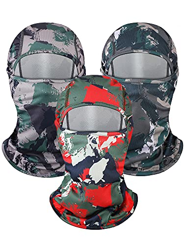 3 Pieces Ski Mask Balaclava Full Face Mask for Men Women Windproof Balaclava Sun Protection Breathable Face Cover (Bright Camouflage, General Size)