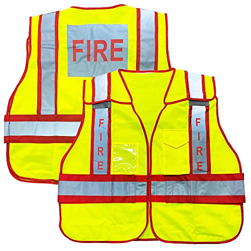 VIEWBRITE Reflective (Class 2) Fire Vest Lime Green – 5 Point Breakaway High Visibility Yellow Fire Fighter Vest (XL – 2XL)