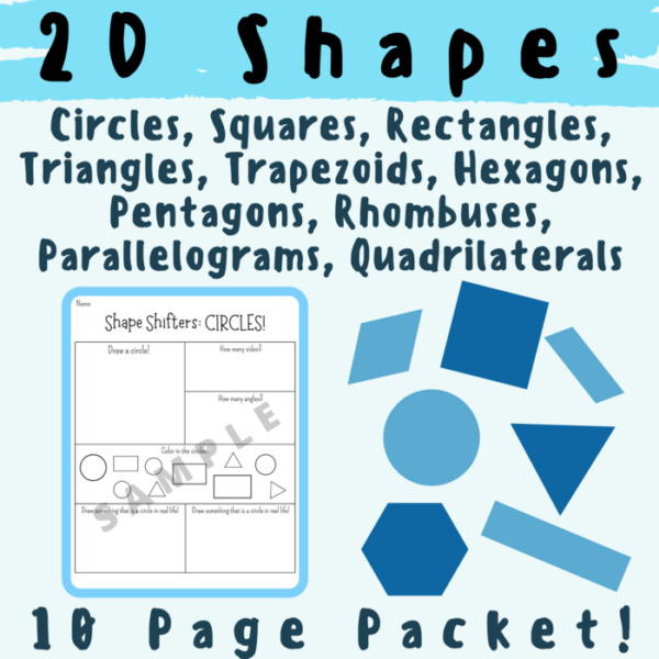 2D Shapes: Circles, Rectangles, Squares, Triangles, Trapezoids, Hexagons, Pentagons, Rhombuses, Parallelograms, and Quadrilaterals (Draw, Identify, Color, Defining Attributes) For K-5 Teachers