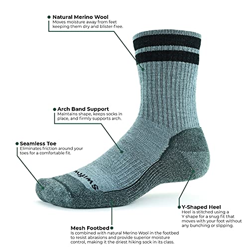 Swiftwick- PURSUIT HIKE SIX Lightweight Hiking Socks, Merino Wool (Heather, Medium) | The Storepaperoomates Retail Market - Fast Affordable Shopping