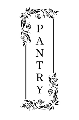 Imagnt Studio Vertical Pantry Decal / Sticker / Mural with Flower / Floral Pattern – Pantry Sign – Vinyl Wall Art Decal – Kitchen Door Décor (Removable Matte Vinyl, Black, 24×9.5 inches), Black Matte