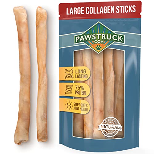 Pawstruck Beef Collagen Sticks for Dogs, Long Lasting Chews for All Breeds, 5-Count Bully Sticks and Rawhide Alternative Treats w/ Chondroitin & Glucosamine, Low Fat & High Protein Dental Treats