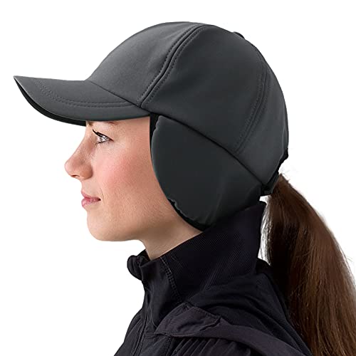Womens Winter Baseball Cap with Earflaps Fleece Lined Warm Waterproof Hat Mens Outdoor Adventure Adjustable Cap