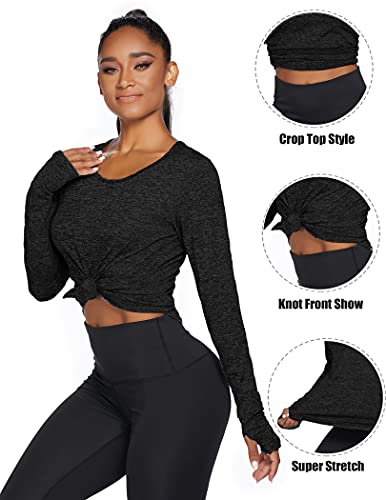 ADOME Long Sleeve Black Shirt Loose Fit Women Yoga Workout Tops Athletic Running Tshirts for Hiking Quick Dry Moisture Wicking Activewear | The Storepaperoomates Retail Market - Fast Affordable Shopping
