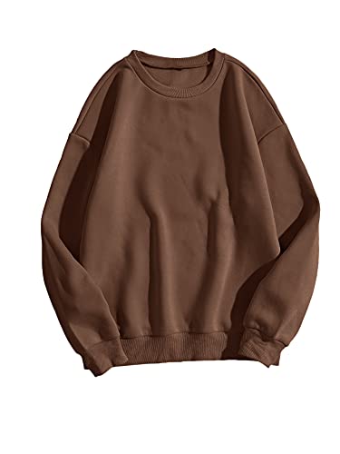 MakeMeChic Women’s Plus Size Casual Cute oversized Long Sleeve Round Crew Neck Sweatshirt Pullover Top Coffee Brown 4XL