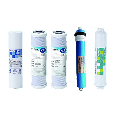 G-Water 5 pcs of Reverse Osmosis Filtration NSF Certified Cartridge Replacement Filters Compatible with Other Brand with Wrench Tool