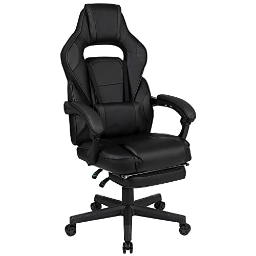 Flash Furniture X40 Gaming Chair Racing Ergonomic Computer Chair with Fully Reclining Back/Arms, Slide-Out Footrest, Massaging Lumbar – Black