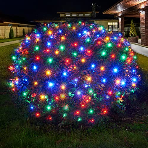 Led Christmas Net Lights Outdoor Christmas Decorations Lights 160LED 4ftx7ft, Connectable Outdoor Indoor Fairy Mesh Net Lights for Christmas Party, Yard, Patio, Tree, Bushes Decorations (Multicolor)