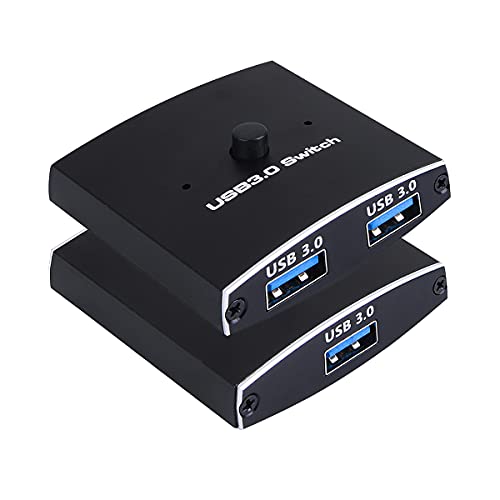 USB 3.0 Switch Selector, 2 in 1 Out USB Switcher for 2 Computers Share 1 USB Devices Or Two USB Device Share 1 Computer Support Mouse, Keyboard, Scanner, Printer, Etc