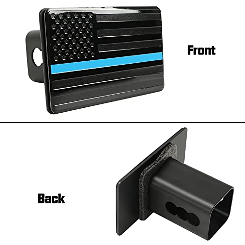 Winunite Trailer Hitch Cover with Locking Pin for 2″ Inch Tow Rear Receivers Plug Cover Metal Guard for Cars Trucks SUV Black with Thin Blue line | The Storepaperoomates Retail Market - Fast Affordable Shopping