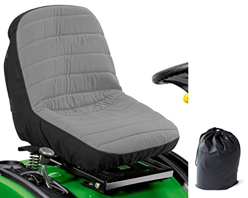 Universal Riding Lawn Mower Seat Cover, Compatible with John Deere, Craftsman, Cub Cadet, Kubota, Waterproof Seat Cover Fits Tractor seat backrests 12.5″ – 14″ H Without armrests