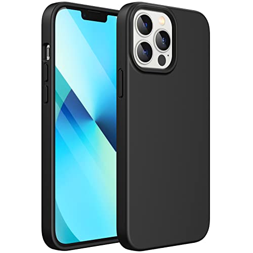 JETech Silicone Case Compatible with iPhone 13 Pro Max 6.7-Inch, Silky-Soft Touch Full-Body Protective Phone Case, Shockproof Cover with Microfiber Lining (Black)