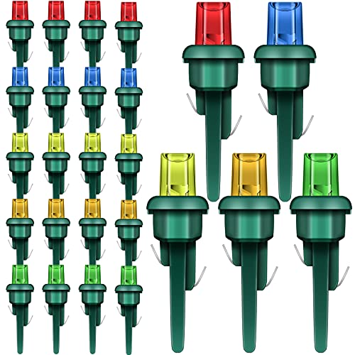 80 Pieces Christmas LED Replacement Bulbs Christmas Tree Replacement Lights Outdoor String Light Replacement Bulbs for Christmas Tree Light Supplies (Red, Yellow, Green, Blue, Orange, Simple Style)