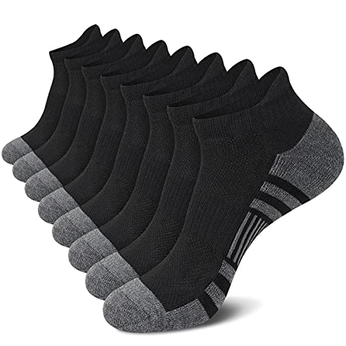 COOVAN Mens Ankle Athletic Socks Men 8 Pack Running Cushioned Breathable Low Cut Tab Socks
