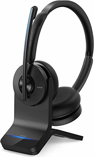 Anker PowerConf H500 with Charging Stand, Bluetooth Dual-Ear Headset with Microphone, Audio Recording and Meeting Transcription, AI-Enhanced Calls, Compatible with Conference Platforms, 24H Talk Time