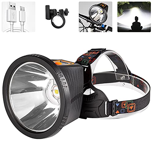 LED Rechargeable Headlamp, 90000 Lumens Super Bright Bicycle Lamp Flashlight Waterproof USB 4 Light Modes Headlight, 90° Adjustable Bike Light for Outdoor Camping Cycling Running Fishing Climbing