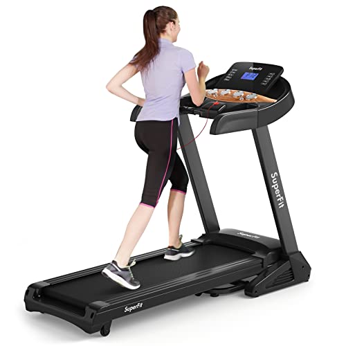 GYMAX 3.75HP Folding Treadmill, 1-15% Automatic Incline Treadmill with GYMAX App Control, 12 Preset & 3 Custom Programs, Heart Rate Monitor, Home Gym Cardio Training Machine