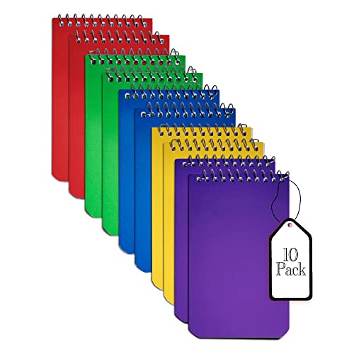 Memo Books, Wirebound Top Spiral Memo Pads 3×5” Inch, Lined College Ruled Paper, Pocket Notebook, Memo Pads for Home Office Accessories, Mini Note Pads – 3×5 Inch – Assorted Colors, 50 Sheets – 10 Pack
