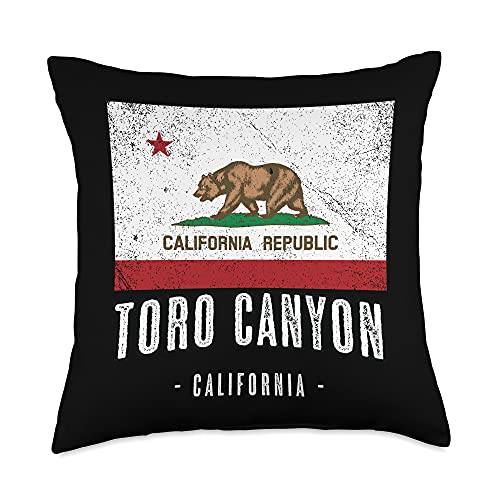 TORO CANYON – Clothing and Merch Toro Canyon-California | Cali City Souvenir-CA Flag-Throw Pillow, 18×18, Multicolor