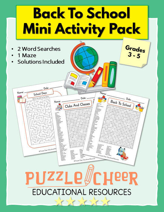 Back To School Mini Activity Pack | 2 Giant Word Searches & Maze for Grades 3-5 | The Storepaperoomates Retail Market - Fast Affordable Shopping