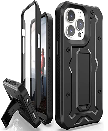 CaseBorne ArmadilloTek V Compatible with iPhone 13 Pro Case – [Up to 21 Feet Drop Proof] – Military Grade Full Body Heavy Duty with Built-in Screen Protector and Kickstand – Black