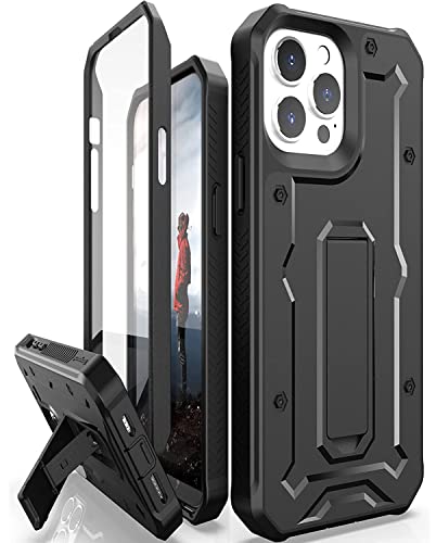 CaseBorne ArmadilloTek V Compatible with iPhone 13 Pro Max Case – [Up to 21 Feet Drop Proof] – Military Grade Heavy Duty with Built-in Screen Protector and Kickstand – Black