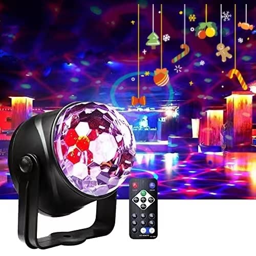 Disco Ball Lights, Party Lights 7 Colors Dj Lights Sound Activated Stage Lights Dj Equipment with Remote Control for Christmas, Kids Festival Celebration, Family Parties, Birthday12