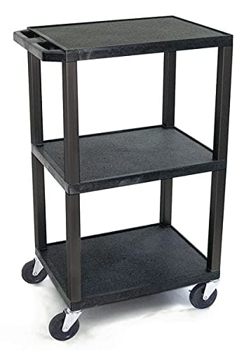 300 lb Load Capacity, Utility Cart with Lipped Plastic Shelves, Number of Shelves 3 GIS-WT42