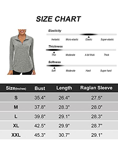 LURANEE Womens Long Sleeve 1/4 Zip Pullover Athletic Hiking Running Workout Tops Grey | The Storepaperoomates Retail Market - Fast Affordable Shopping