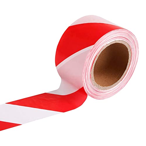 TopSoon Red White Barricade Tape 3-Inch by 830-Feet Non-Adhesive Caution Tape Plastic Barrier Tape Construction Zone Tape
