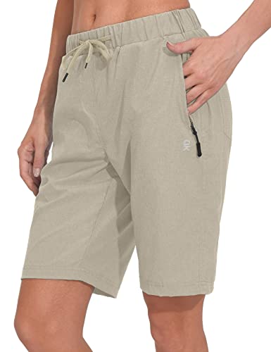 Little Donkey Andy Women’s Lightweight Breathable Hiking Shorts, Quick-Dry Golf Shorts with Zipper Pockets, Air-Holes Tech Light Khaki Heather XL
