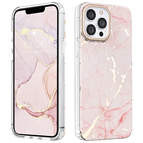MATEPROX Compatible with iPhone 13 Pro case Marble Design Slim Thin Stylish Geometric Cover for iPhone 13 Pro 6.1″ 2021(Frosted Pink)
