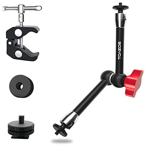 TOAZOE 11 Inch Adjustable Articulating Friction Magic Arm & Super Clamp Set Compatible with Field Monitor, Video Light, Fill Light
