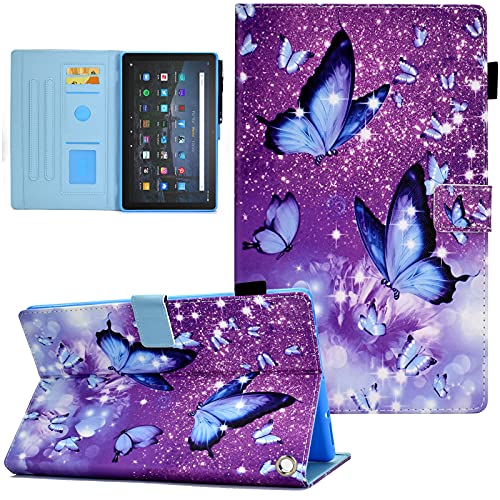 All-New Fire HD 8 Tablet Case, HD 8 Plus 2020 Case, (10th Generation, 2020 Release), Funut Slim Fit Protective Case PU Leather Stand Case Cover with Auto Wake/Sleep, Purple Butterfly